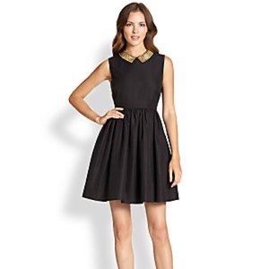 Kate Spade Laurence Dress Black Gold Studded collar Size 14